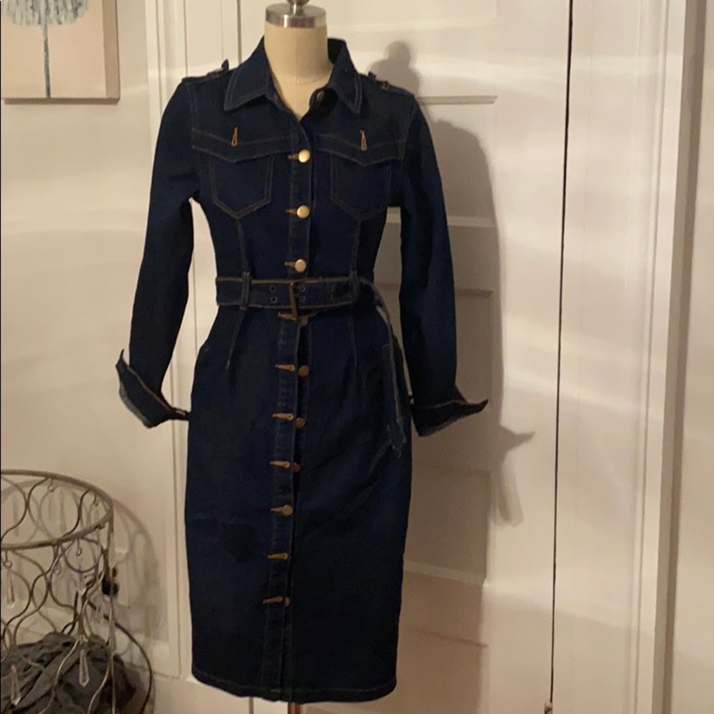 Denim dress size small button all up the front